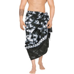 HAPPY BAY Men's Sarong Bath Swim Pareo Wrap One Size Moonlight Tie Dye - 1 of 4