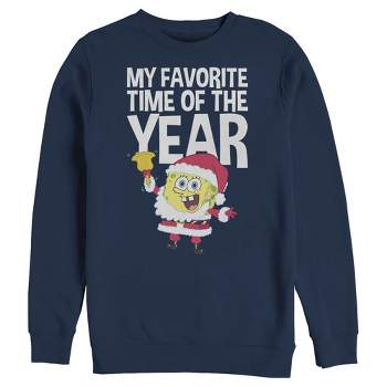 Men's SpongeBob SquarePants Christmas Favorite Time  Sweatshirt - Navy Blue - X Large
