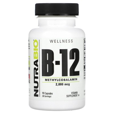 NutraBio Vitamin B-12, 2,000 mcg, 90 Capsules