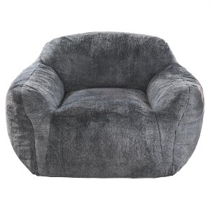 Itopfox Oversized Bean Bag Chair for Adults with Armrests, Spacious Comfy Beanbag Sofa in Soft Faux Fur, Grey, Filler Included for Living Room - 1 of 4