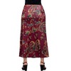 24seven Comfort Apparel Wine Print Elastic Waist A Line Maxi Skirt - 3 of 4