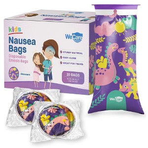 WeCare Kids Disposable Vomit Bags, Individually-Wrapped Self-Sealing Barf Bags with Fun Prints -  Leak Proof Emesis Bags - 1 of 4