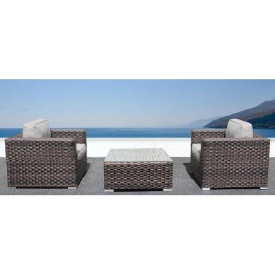 ONWITH Fully Assembled 2-Person Rattan Wicker Seating Set with Cushions
