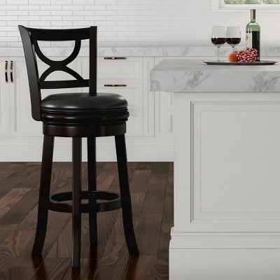 Hastings Home 29-Inch Swivel High Back Bar Stool with 360 Degree Rotating Seat, Black