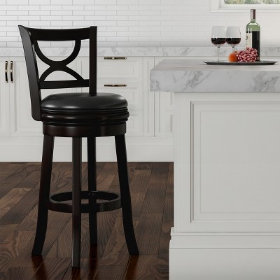 Hastings Home 29" Modern Swivel Bar Stool, Black