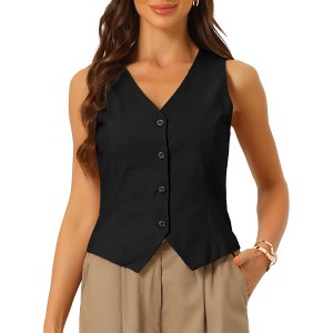INSPIRE CHIC Women's Fashion Sleeveless Button Down V Neck Crop Summer Vest - 1 of 4