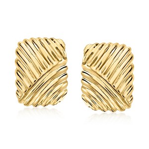 Ross-Simons Italian 18kt Gold Over Sterling Ribbed Square Earrings - 1 of 3