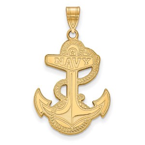 Black Bow Jewelry 14k Yellow Gold Plated Sterling Silver Navy Midshipmen NCAA Extra Large Pendant - 1 of 3