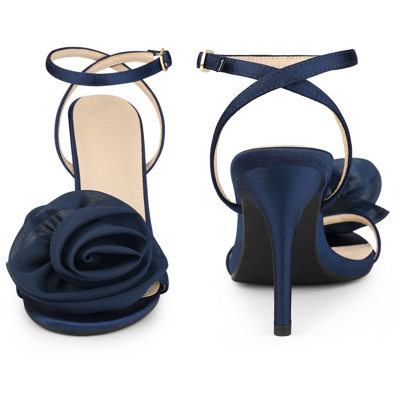 Perphy Women's Flower Open Toe Slingback Stiletto Heels Ankle Strap Sandals, 2 of 4