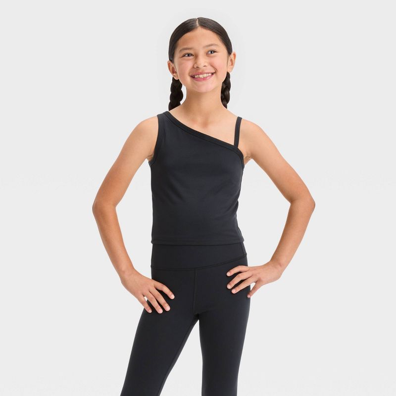 Girls&#39; Asymmetrical Cropped Tank Top - All In Motion™, 1 of 5