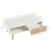 OUTSUPPLY Modern Rectangle Coffee Table with Sliding Drawer, Solid Wood Legs - 2 of 4