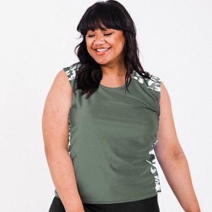 Calypsa Women's Plus Size Loose Fit Tankini UPF 50+ Maya Swim Top - 1 of 2