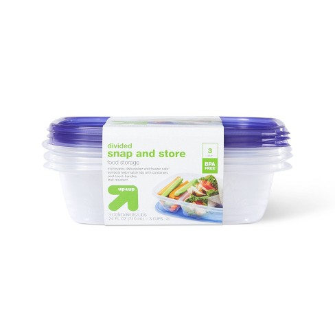 Snap And Store Divided Rectangle Food Storage Container - 3ct/24