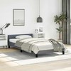 vidaXL Velvet Bed Frame Platform Bed, Scandinavian Style/Slats Support/No Box Spring Needed/Without Mattress/Easy Assembly, Dark Grey Twin XL Bed - 3 of 4