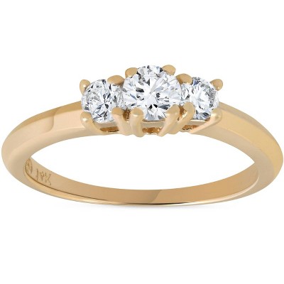 Pompeii3 1/2ct Three Stone Diamond Engagement Ring 14K Yellow Gold