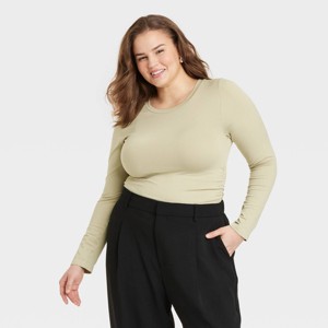 Women's Long Sleeve Seamless T-Shirt - A New Day™ - 1 of 3
