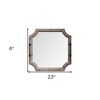 HomeRoots 23" Brown Hexagonal Wood and Mirrored Glass Serving Tray With Handles - 3 of 4