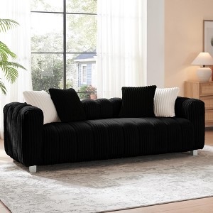 82.68" Corduroy Multi-Seat Sofa, Neutral Tone, Spacious Design, Solid Wood Construction for Living Room - 1 of 4