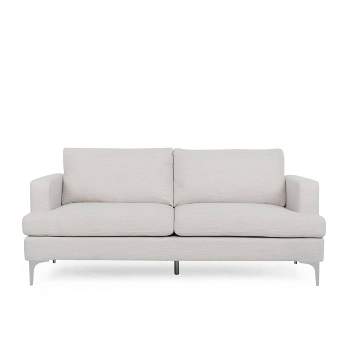 Dallin Contemporary Fabric 3 Seater Sofa Beige/Silver - Christopher Knight Home