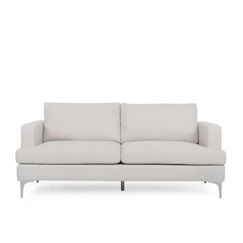 Dallin Contemporary Fabric 3 Seater Sofa Beige/Silver - Christopher Knight Home, 1 of 12