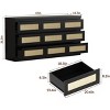Rattan 9 Drawer Dresser for Bedroom with Charging Station, Double Wood Chest, Rustic Farmhouse Dresser for Living Room, Entryway - 3 of 4