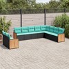 vidaXL Patio Sofa Set Black PE Rattan Large Adjustable Feet - Black Without Table - 2 of 4