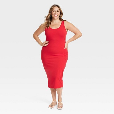 Women's Midi Bodycon Dress - Ava & Viv™ Red Xxl : Target