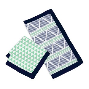 Bacati - Emma Aztec Print Mint/Navy Triangles Muslin 2 pc Security Blankets - 1 of 4