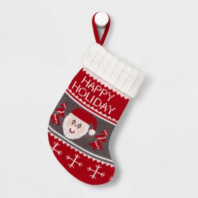 7.5" Mini Knit Santa 'Happy Holidays' Christmas Stocking - Wondershop™