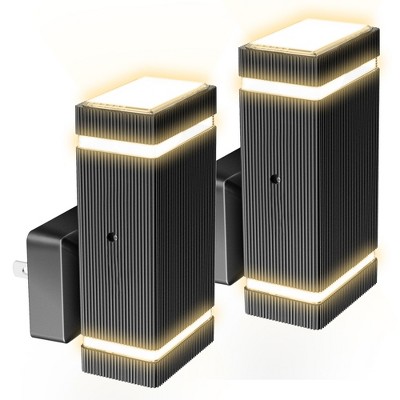 YANSUN 1-Light Dimmable LED Night Light Plug in with Dusk-to-Dawn Sensor-Ideal for Bedroom, Hallway, and Stairway 2 Pack