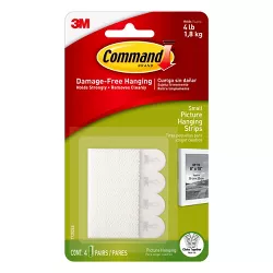 Command 4 Sets of Small Sized Picture Hanging Strips White