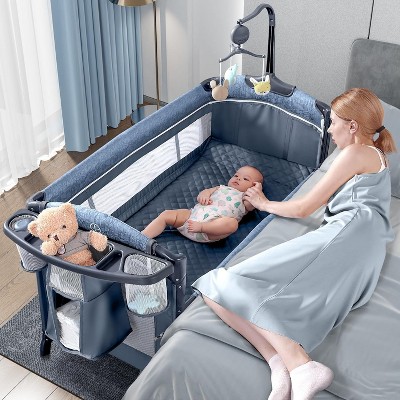 BabyBond All in 1 Baby Playard, Bassinet Bedside Crib, Pack and Play with Sheet, Diaper Changing Table, Portable Large Playard