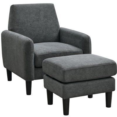 Upholstered Armchair with Ottoman, Modern Design, Foam Support and Sleek Black Legs for Stylish Comfort in Any Room