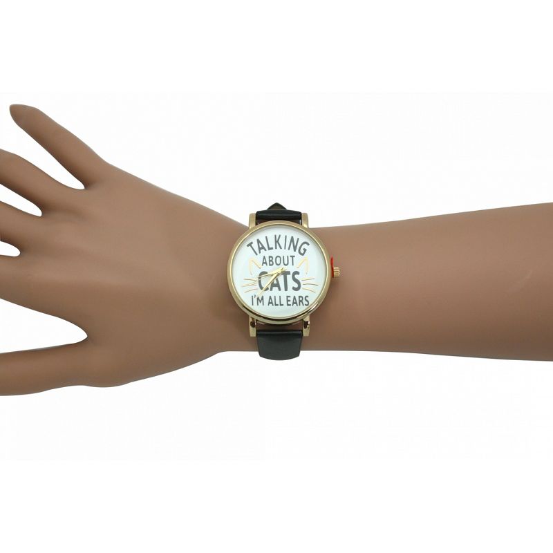 OLIVIA PRATT TALKING ABOUT CATS LEATHER STRAP WATCH, 4 of 6