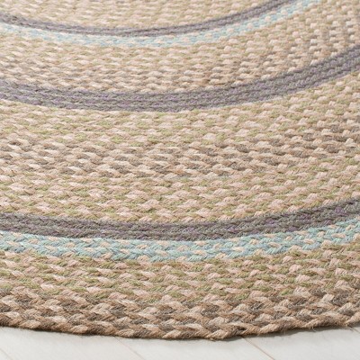 Handmade Oval Blue and Olive Jute Area Rug 6' x 9'