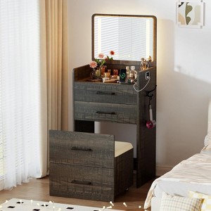 Vlsrka 3-in-1 Vanity Desk with Flip Top Mirror and Lights. - 1 of 3