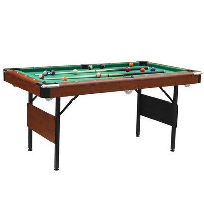 5.5 Ft Billiard Table,Portable Folding Pool Table,Pool Arcade Game Table with Balls, Cues, Chalk, Brush and Triangle, for Family Game Room