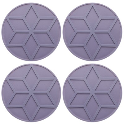 Unique Bargains Round Heat Resistant Non-Slip Silicone Trivet Mat for Pots Coasters 4 Pcs