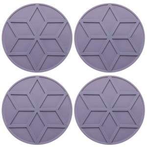 Unique Bargains Round Heat Resistant Non-Slip Silicone Trivet Mat for Pots Coasters 4 Pcs - 1 of 3