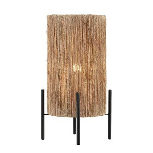 16.5" Kai Coastal Minimalist Rattan LED Table Lamp: Bedside, Small Design - JONATHAN Y - 1 of 4
