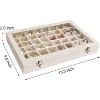 48-Grid Velvet Jewelry Tray with Transparent Lid, Display Organizer Box for Rings, Earrings & Necklaces, Beige - 2 of 4