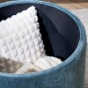 GlasFlength Ottomans and Benches Round Chenille Storage Ottoman Set with Drum Stool Fashion Design for Contemporary Living, Blue, 24"*24"*18.1" - 3 of 4