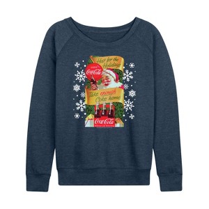 Women's - Coca-Cola - Host The Holidays Lightweight French Terry Wide Neck Long Sleeve Shirt - 1 of 4