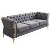 87.4'' Velvet Tufted Sofa with High-Density Foam, Gold Metal Legs and Diamond-Seam Armrest - 3 of 4
