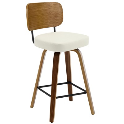 Bekrvio Swivel Counter Height Bar Stools Set of 1/2/3/4,26" Faux Leather Upholstered Bar Stools with Back & Bent Wood Frame for Kitchen Island