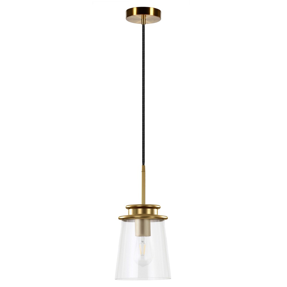 Hudson and Canal 7.12" Wide Pendant: Mid-Century Modern, Adjustable Cord, UL Listed, Metal/Glass