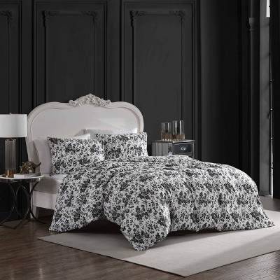Betsey's Toile Black and White Microfiber Duvet Set