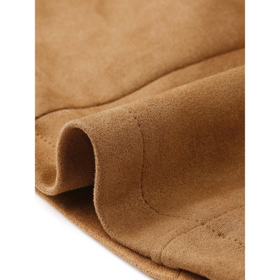 INSPIRE CHIC Women's Faux Suede Lapel Collar Belted Work Dressy Business Casual Overcoat Brown Small — фото 7