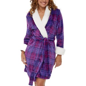 ADR Women's Short Robe, Classic Cozy Plush Robe Woman, Short Fleece Bathrobe - 1 of 4