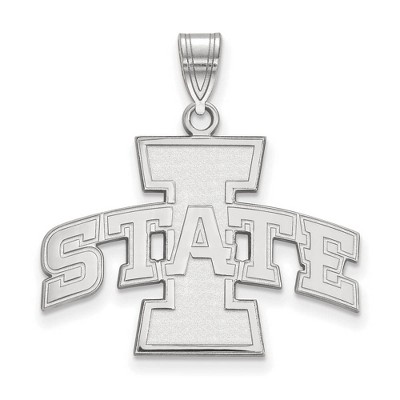 Black Bow Jewelry 10k White Gold Iowa State Cyclones NCAA Large Pendant